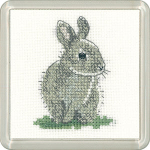 Baby Rabbit Cross Stitch Kit, Heritage Crafts -Little Friends Coaster/Mini Kit
