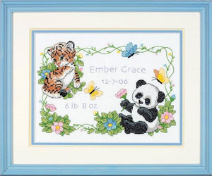 Baby Animals Birth Sampler PRINTED Cross Stitch Kit, Dimensions D73065