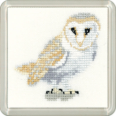 Barn Owl Cross Stitch Kit, Heritage Crafts -Little Friends Coaster/Mini Kit