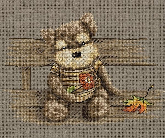 Bear in Autumn Cross Stitch Kit, Panna Klart 8-350