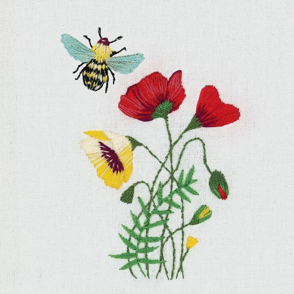 Bee and Poppies Embroidery Kit, Panna JK-2181