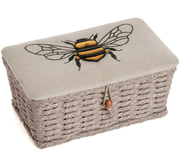 Linen Bee Sewing Box, Small Woven Basket with Lid HGSW347