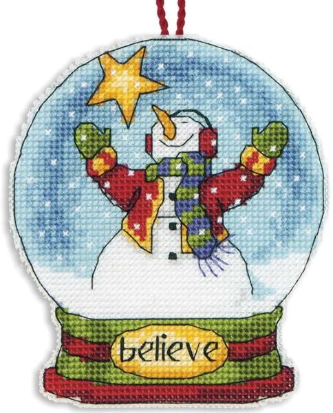 Believe Snow Globe Ornament Cross Stitch Kit, Dimensions D70-08904