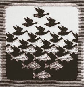 Bird-Fish Cross Stitch Kit, Permin 90-5341 - Charcoal