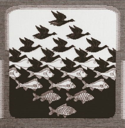 Bird-Fish Cross Stitch Kit, Permin 90-5341 - Charcoal