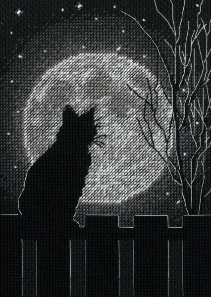 Black Moon Cat Cross Stitch Kit, Dimensions D70-65212