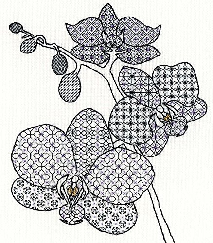 Creative Blackwork Embroidery Kit, Orchid Blackwork XBW2