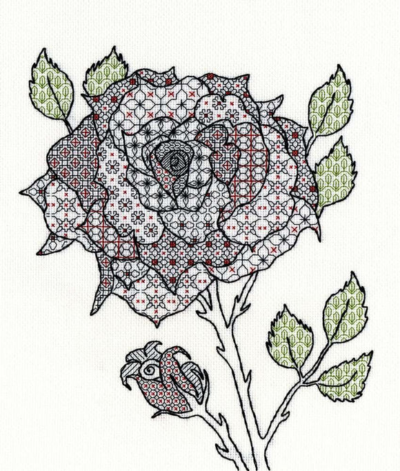 Creative Blackwork Embroidery Kit, Rose Blackwork XBW6
