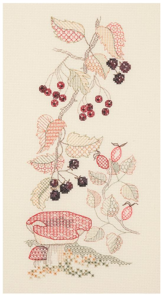 Creative Blackwork Embroidery Kit, Autumn Season Flower Panel SP03