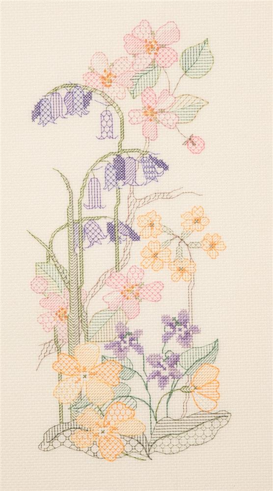 Creative Blackwork Embroidery Kit, Spring Season Flower Panel SP01