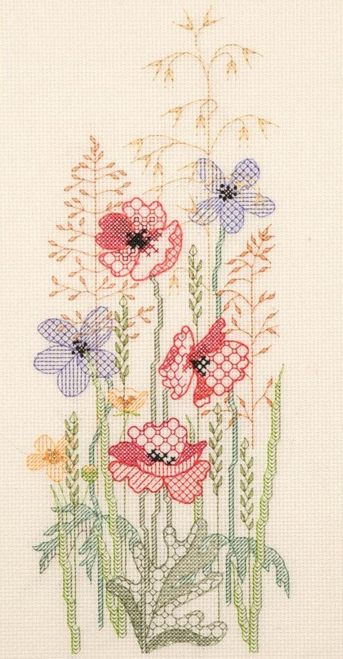 Creative Blackwork Embroidery Kit, Summer Season Flower Panel SP02