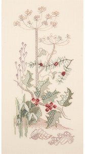 Creative Blackwork Embroidery Kit, Winter Season Flower Panel SP04