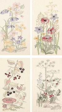 Creative Blackwork Embroidery Kits, Season Flower Panels -SET of 4 SP01-4
