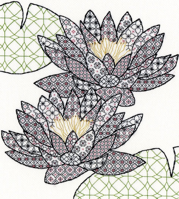 Creative Blackwork Embroidery Kit, Waterlilies XBW3