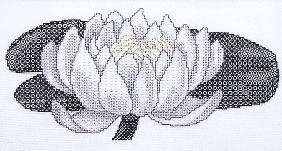 Creative Blackwork Embroidery Kit, Waterlily Flower Blackwork XC642