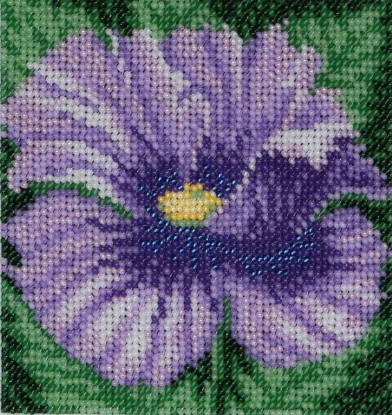 Blue Poppy Bead Embroidery Kit, Bead Work Embroidery Kit VDV TN-0348