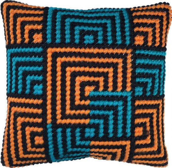Blue and Orange Geometric Tapestry Kit, Needleart World LH3-014