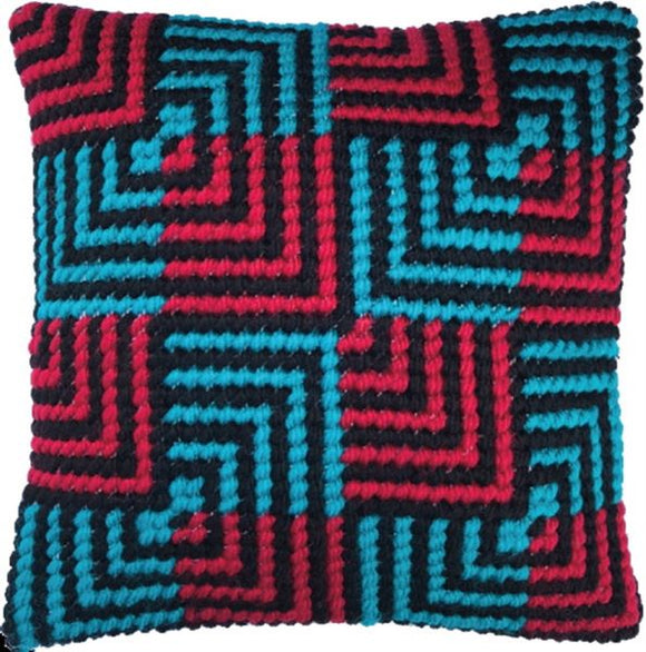 Blue and Red Geometric Tapestry Kit, Needleart World LH3-013