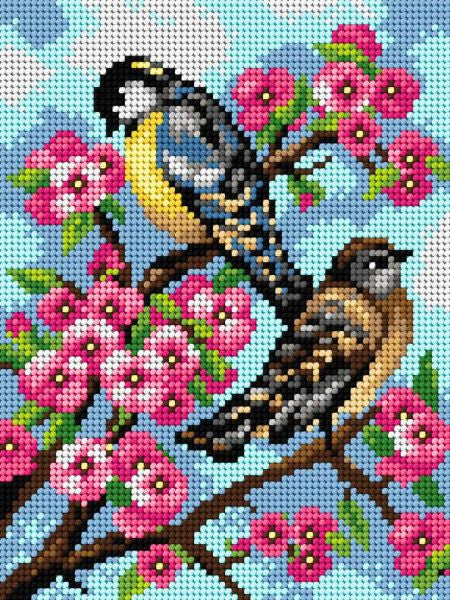 Bluetits and Blossom Tapestry Needlepoint Kit, Orchidea ORC.M2119
