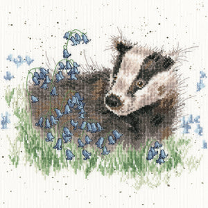 Bluebell Wood Badger Cross Stitch Kit, Bothy Threads Wrendale XHD31