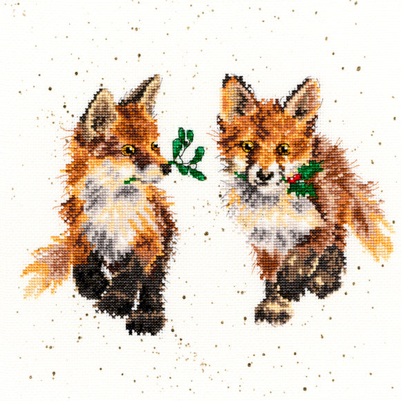 Cross Stitch Kit Glad Tidings Foxes, Hannah Dale Wrendale Designs XHD18