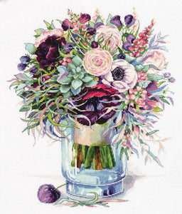 Bouquet with Anemones Cross Stitch Kit, Panna C-7159