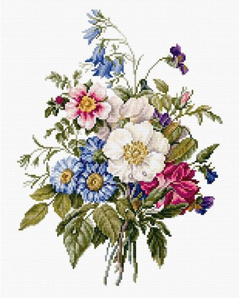 Bouquet of Summer Flowers Cross Stitch Kit Luca-s BU4004