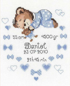 Boy Birth Sampler Cross Stitch Kit, Riolis R1124