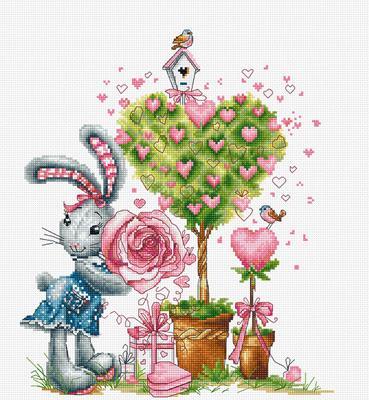 Bunny Girl Love Cross Stitch Kit, Luca-s B1125