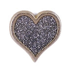 Metal Buttons, Gold Heart Silver Glitter Button - 14mm