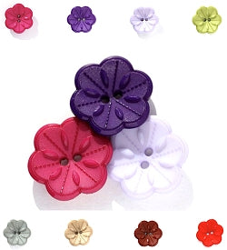 Black Flower Buttons, Mini Flower Bloom Buttons 15mm, SET of 3