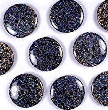Glitter Buttons, Silver Glitter on Black Buttons - Shimmer 23mm, (1972) SET of 6