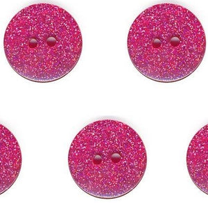 Deep Pink Glitter Buttons, Mini Glitter Buttons 12mm, SET of 10