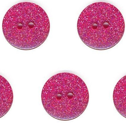 Deep Pink Glitter Buttons, Mini Glitter Buttons 12mm, SET of 10
