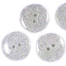 Glitter Buttons, Silver Glitter on White Buttons - Shimmer 28mm, (1978w) SET of 6