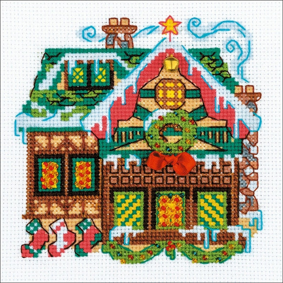 Winter Cabin with Bell Cross Stitch Kit Riolis R1663