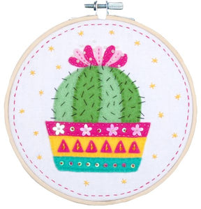 Cactus Felt Embroidery Kit, with Hoop, Vervaco pn-0180501