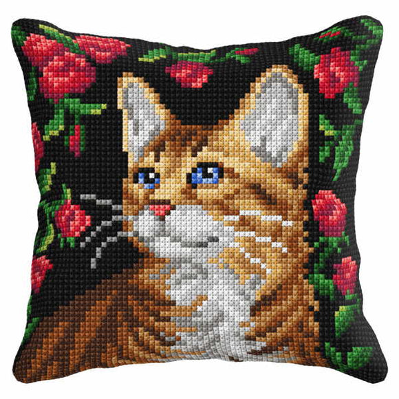 Cat in Roses CROSS Stitch Tapestry Kit, Orchidea ORC99035