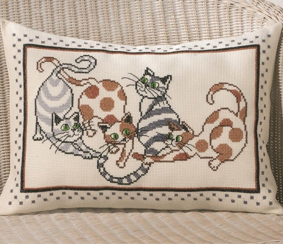 Cat Cross Stitch Kit Cushion Permin 83-7826