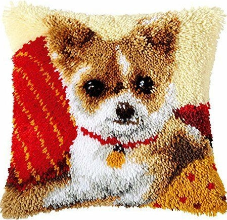 Chihuahua Latch Hook Kit Cushion, Vervaco pn-0014183