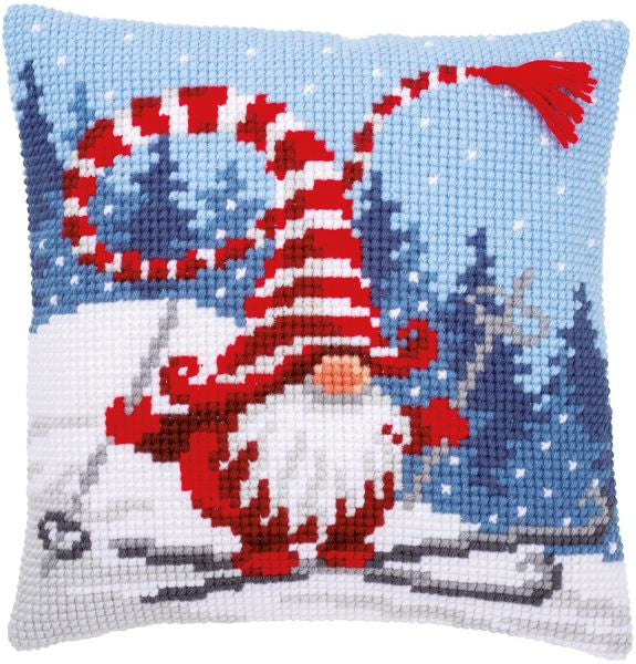 Christmas Gnome Skiing CROSS Stitch Tapestry Kit, Vervaco pn-0172809