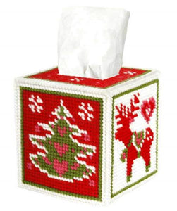 Christmas Motifs Tissue Box Tapestry Kit, COUNTED Plastic Canvas Work, Orchidea ORC5104
