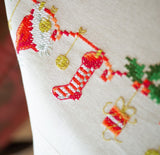 Christmas Motifs Tablecloth PRINTED Cross Stitch Kit, Embroidery Vervaco PN-0158093