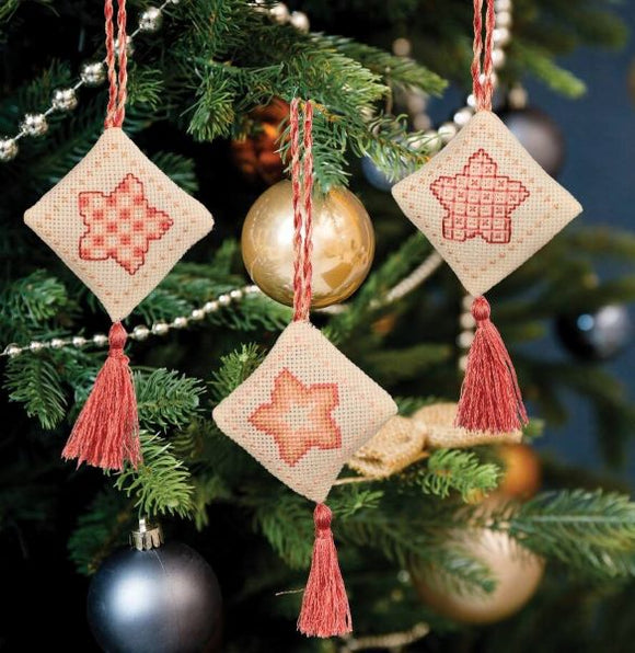 Rose Gold Stars Cross Stitch Kit, Christmas Decorations (x3) Anchor AKE0006\0002