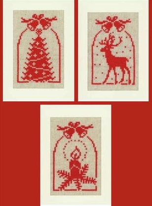 Christmas Symbols Greeting Card Cross Stitch Kits - SET of 3, Vervaco