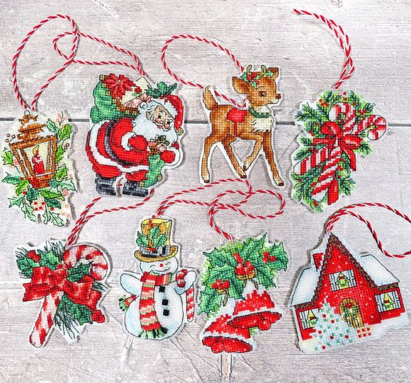 Christmas Ornaments Cross Stitch Kit, 8 Decorations (Luca-s) LetiStitch LETI966