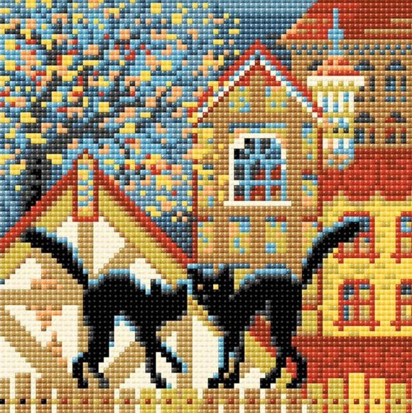 Diamond Mosaic Kit, City Cats Autumn, Riolis AM0049