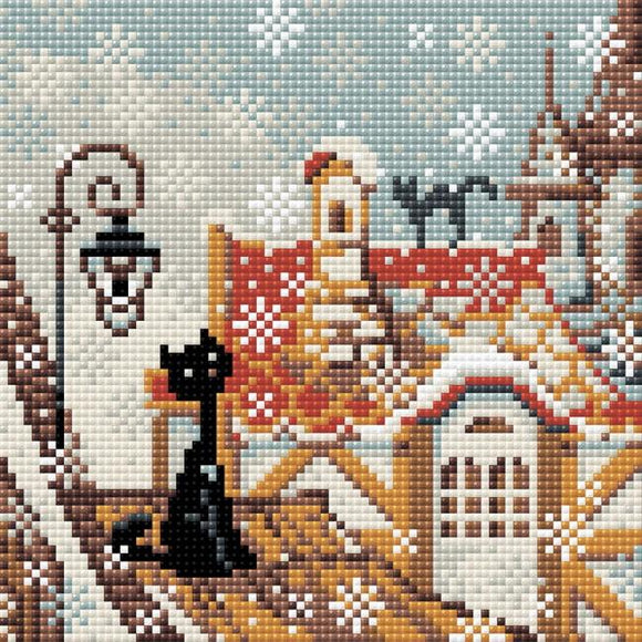 Diamond Mosaic Kit, City Cats Winter, Riolis AM0010