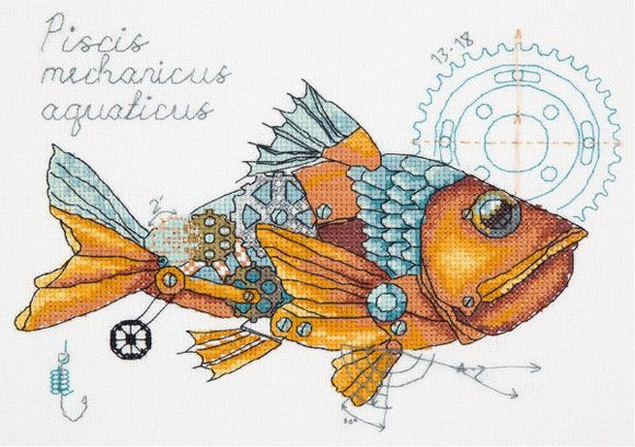 Clockwork Fish Steampunk Cross Stitch Kit, Panna M-1914