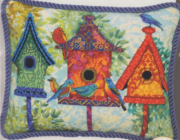 Colourful Birdhouses Tapestry Needlepoint Kit, Dimensions D71-20088